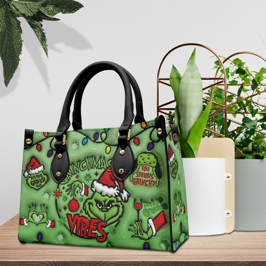 Grinch Movie Personalized Style Leather Handbag