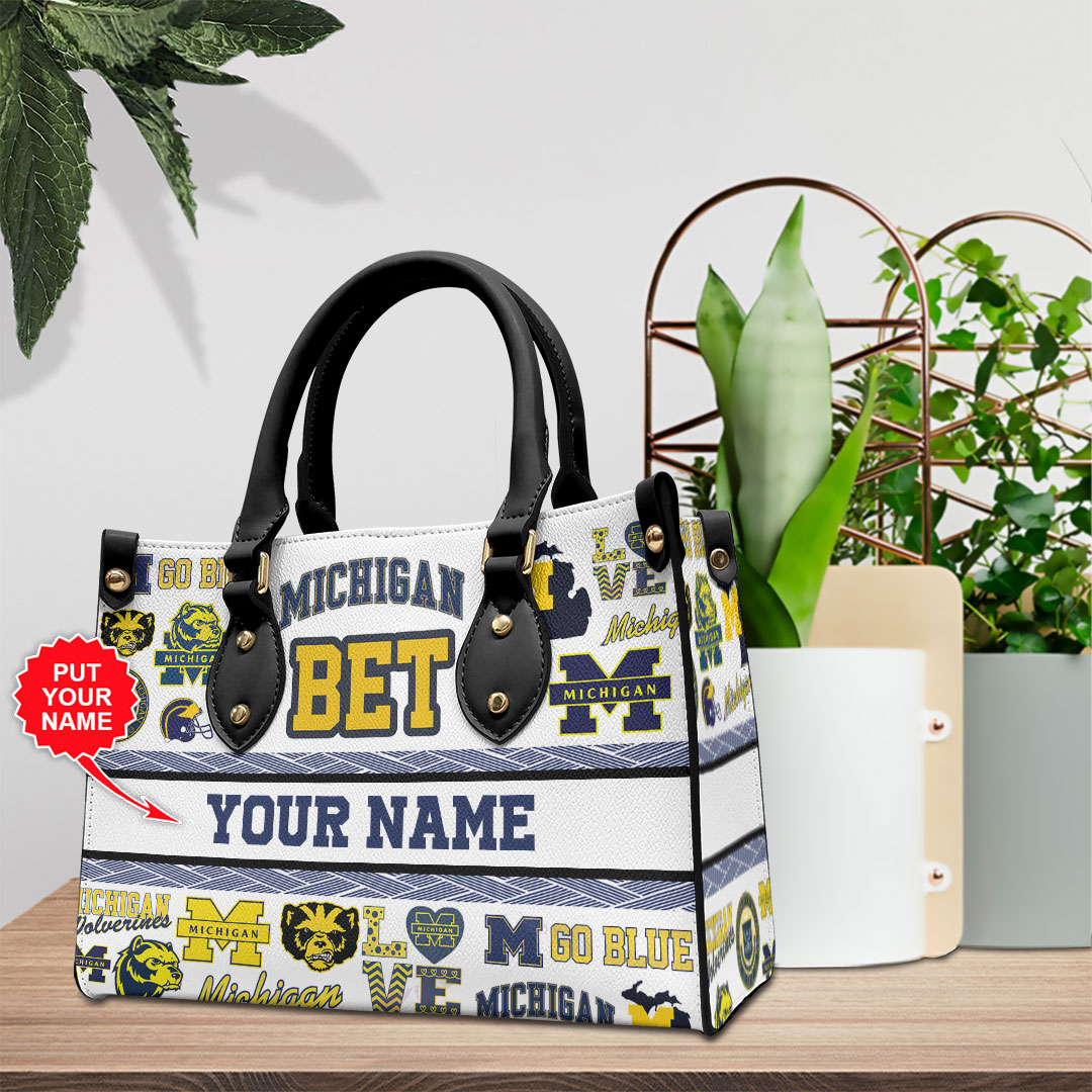 Michigan Wolverines NCAA Personalized Style Leather Handbag